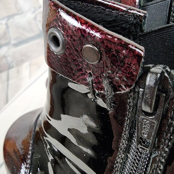 Rieker Patent Leather Derby Ankle Shoes Shoeties Two-Tone Black Burgundy Size 38 - Picture 12 of 16